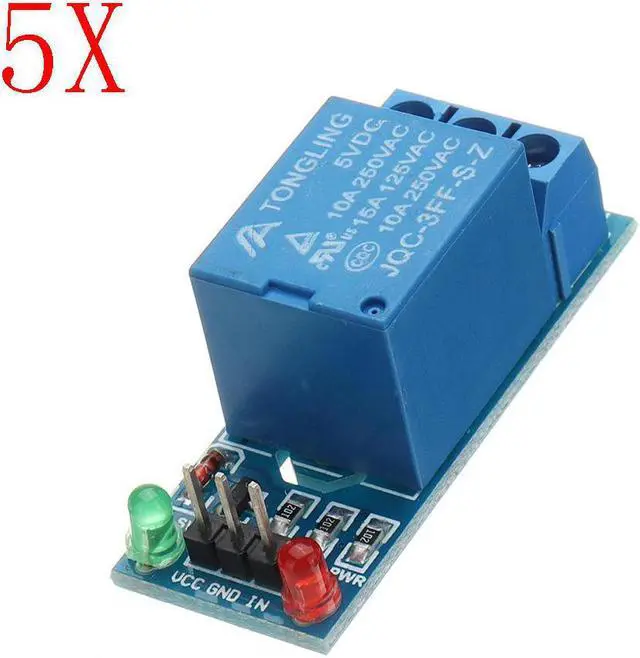 Main image of 5pcs 5V Low Level Trigger One 1 Channel Relay Module Interface Board Shield DC AC 220V PIC AVR DSP ARM MCU
