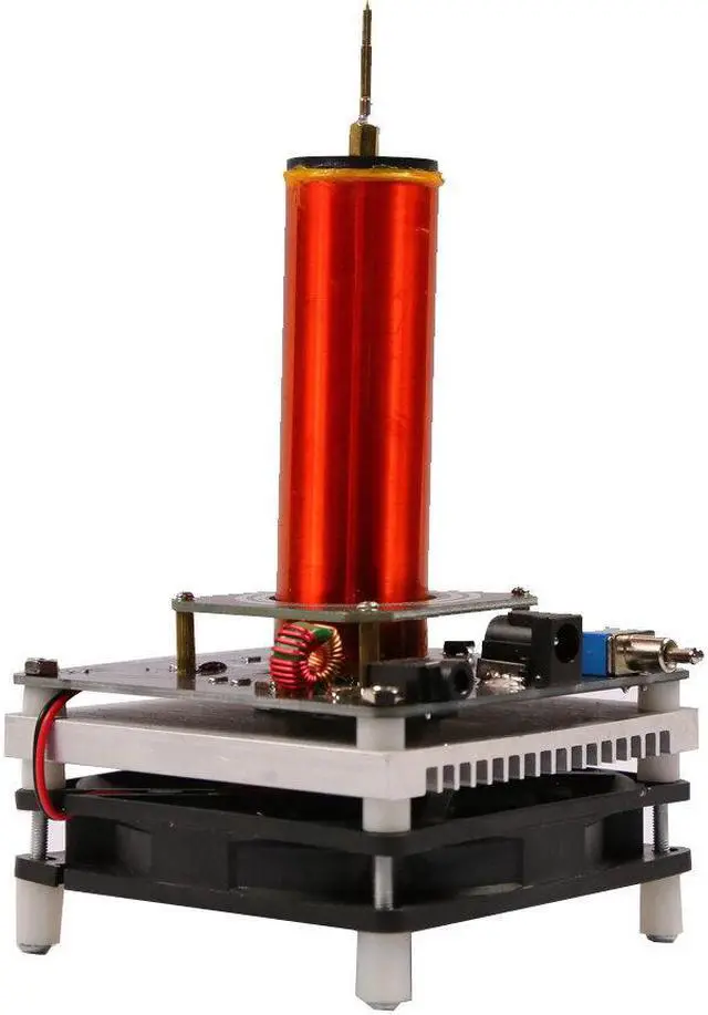 Alt view image 4 of 5 - DIY Mini Tesla Coil Music 2A 3.5MM Audio Input Support Cellphone Play Music 24V Fan