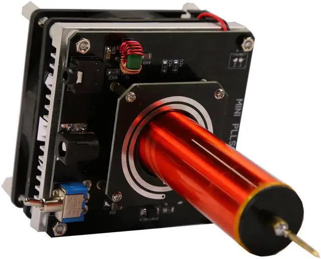 Alt view image 5 of 5 - DIY Mini Tesla Coil Music 2A 3.5MM Audio Input Support Cellphone Play Music 24V Fan