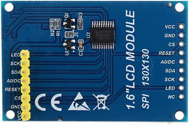 Alt view image 2 of 5 - 1.6 Inch Transflective TFT LCD Display Module 130X130 Sunlight Visible SPI Serial Port 3.3V 5V