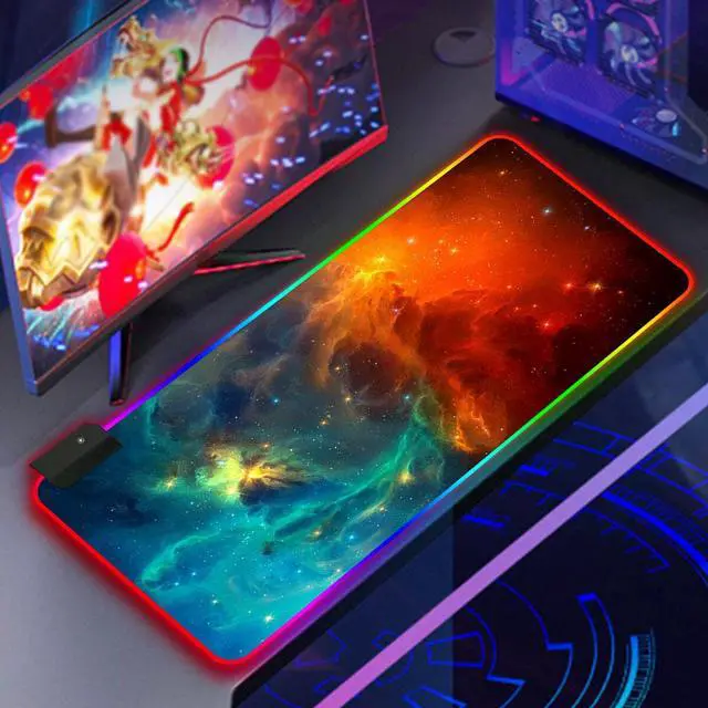 Alt view image 2 of 5 - USB LED Gaming Mouse Pad RGB Glowing Desk Keyboard Mat Computer Laptop Mat