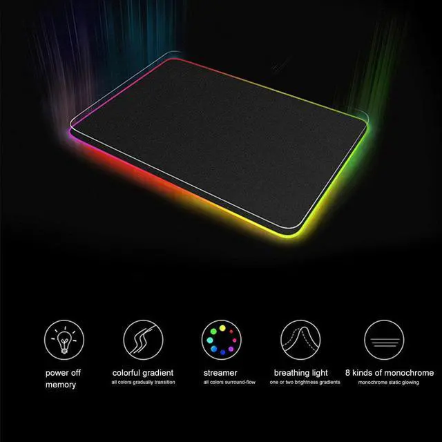 Alt view image 5 of 5 - USB LED Gaming Mouse Pad RGB Glowing Desk Keyboard Mat Computer Laptop Mat