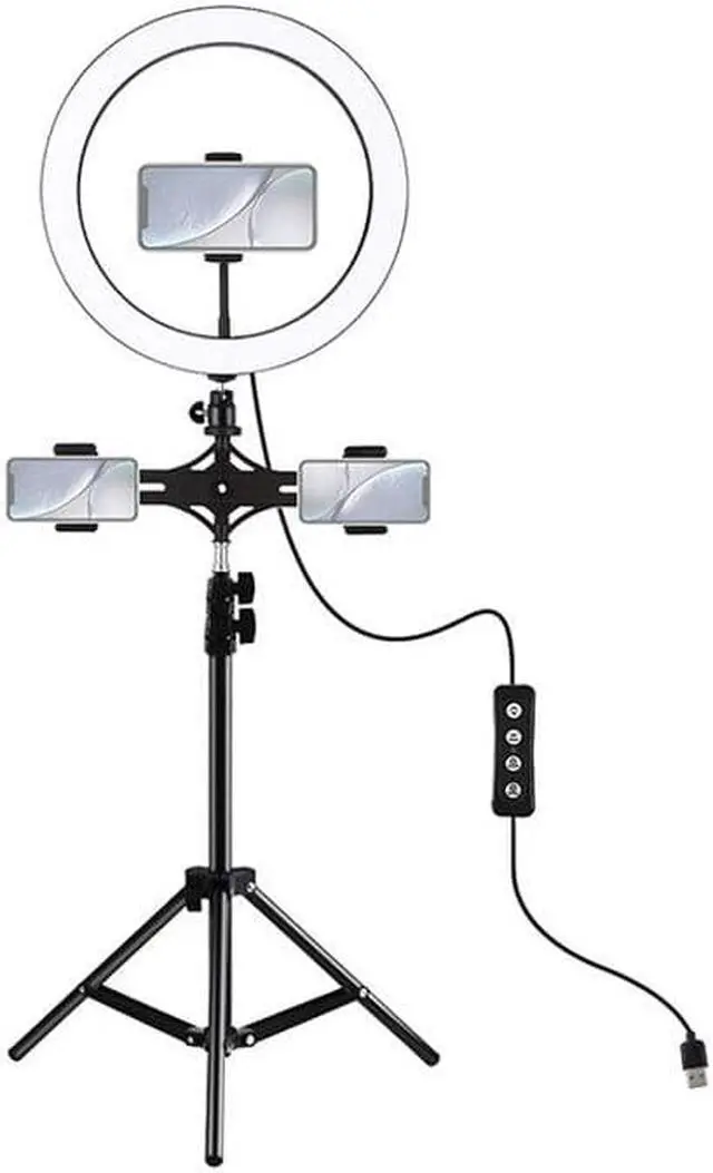 Alt view image 2 of 5 - PKT3057B 11.8 inch 30cm LED Ring Light for Vlogging Video Live Broadcast Three-level Adjustment Fill Light with 110cm Tripod Mount with Dual Phone Bracket