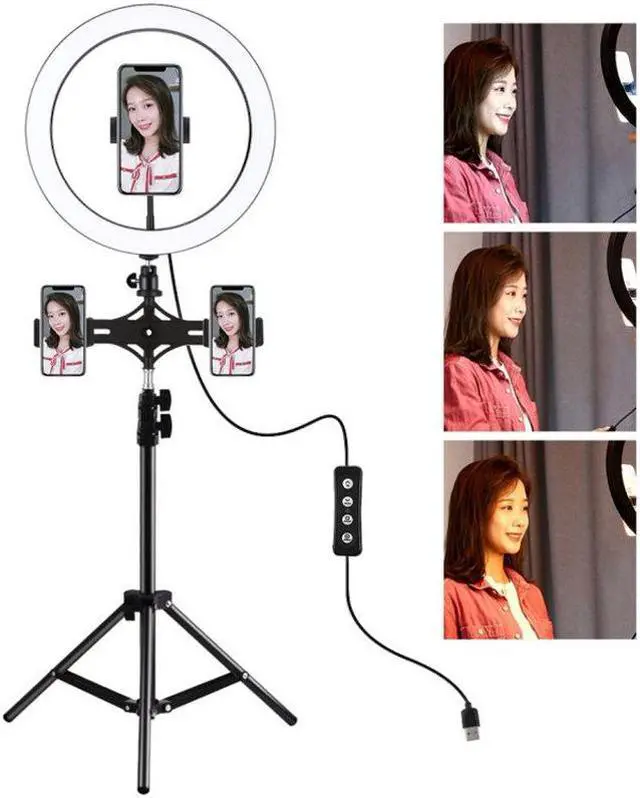 Alt view image 4 of 5 - PKT3057B 11.8 inch 30cm LED Ring Light for Vlogging Video Live Broadcast Three-level Adjustment Fill Light with 110cm Tripod Mount with Dual Phone Bracket