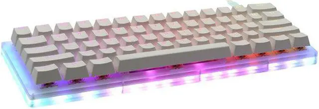 Alt view image 3 of 5 - K61 Mechanical Keyboard 61 Keys 60 Keyboard Hot Swappable Type-C 3.1 Wired USB Translucent Glass Base Gateron Switch ABS Two-color Keycap NKRO RGB Gaming Keyboard