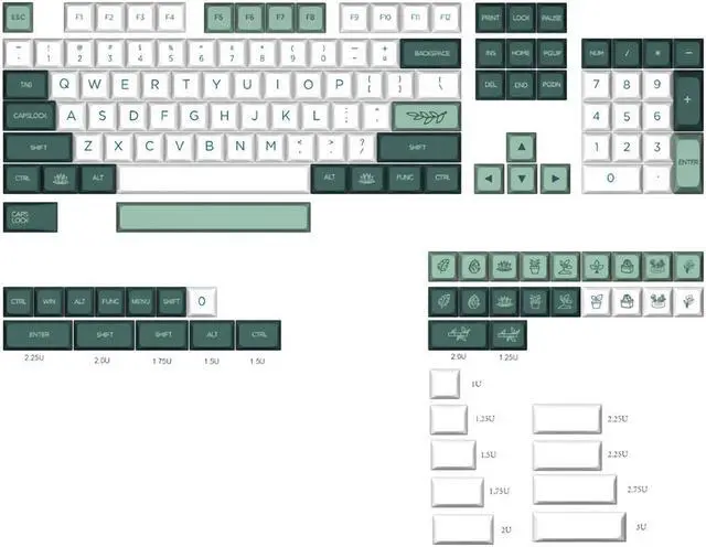 Main image of 147 Keys Botanical Garden PBT Keycap Set XDA Profile Five-sided Sublimation Custom Keycaps for Mechanical Keyboards