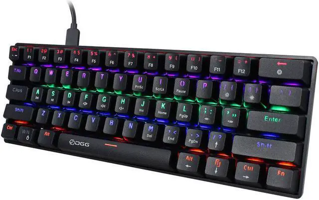 Alt view image 3 of 5 - V900-DGG Mechanical Keyboard 61 Keys Compact Wired Blue SwitchLED Backlit Gaming Keyboard for PC Laptops Gamers