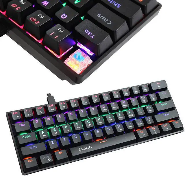 Alt view image 5 of 5 - V900-DGG Mechanical Keyboard 61 Keys Compact Wired Blue SwitchLED Backlit Gaming Keyboard for PC Laptops Gamers