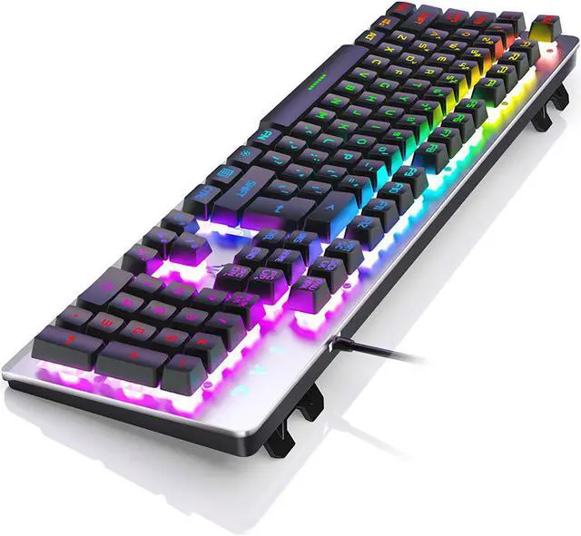 Alt view image 3 of 5 - K002 Gaming Keyboard 104 Keys USB Wired Mechanical Feeling Mixed Color Backlight Waterproof Keyboard