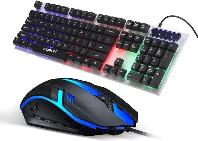 Alt view image 2 of 5 - Keyboard & Mouse Set 104 Keys Gaming Keyboard Suspended Light Transmiting Keycap Waterproof RGB Backlight Mechanical Feel Keyboard Gaming Mouse Combo for PC Computer Laptop FV-Q305S