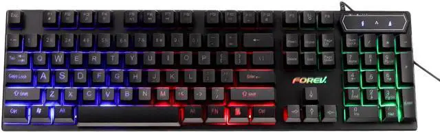 Alt view image 5 of 5 - Keyboard & Mouse Set 104 Keys Gaming Keyboard Suspended Light Transmiting Keycap Waterproof RGB Backlight Mechanical Feel Keyboard Gaming Mouse Combo for PC Computer Laptop FV-Q305S
