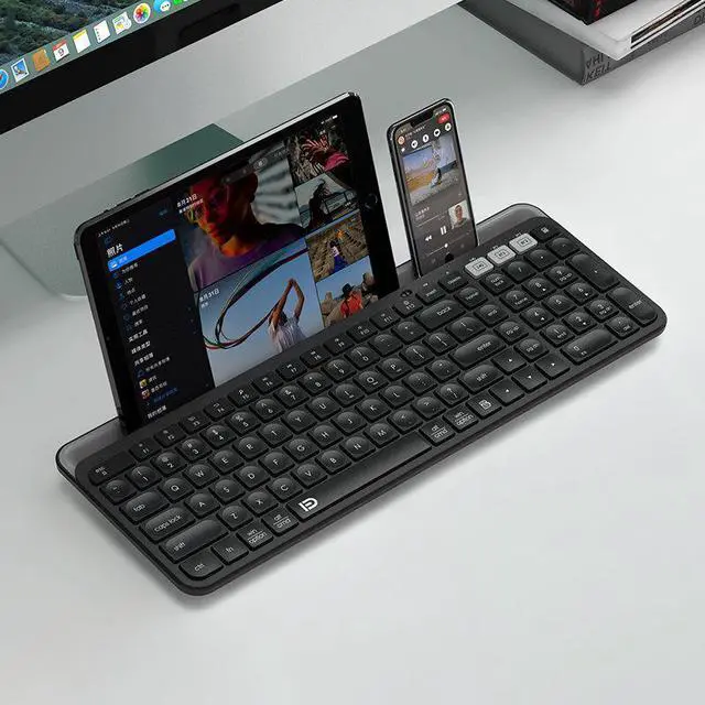 Alt view image 5 of 5 - K912T Business Keyboard Dual Mode bluetooth3.0/5.0 2.4GHz Wireless 105-Key Silent Conflict-Free Keys Office Keyboard with Integrated Card Slot