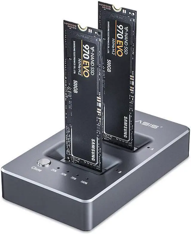 Alt view image 3 of 7 - USB3.2 Gen2 Dual Bay M.2 NVME SSD Docking Station Type-C to NVME SSD Enclosure Support Offline Clone Dduplicator