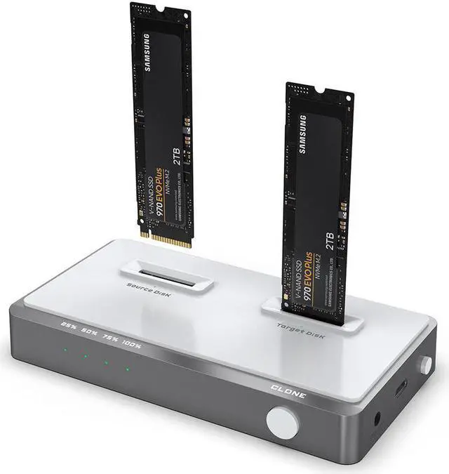 Alt view image 6 of 7 - USB3.2 Gen2 Dual Bay M.2 NVME SSD Docking Station Type-C to NVME SSD Enclosure Support Offline Clone Dduplicator
