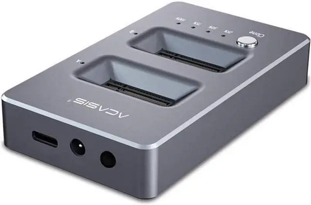 Alt view image 4 of 7 - USB3.2 Gen2 Dual Bay M.2 NVME SSD Docking Station Type-C to NVME SSD Enclosure Support Offline Clone Dduplicator