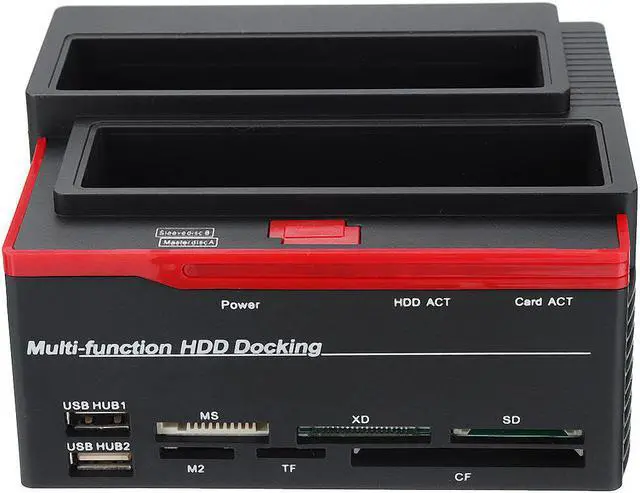 Alt view image 6 of 7 - 2.5'' 3.5'' External Dual SATA IDE HDD Hard Drive Docking Clone Card Reader USB 2.0 Hard Drive Enclosure Drive Docking Station AU Plug