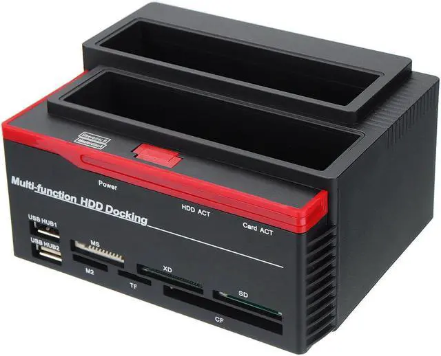Alt view image 7 of 7 - 2.5'' 3.5'' External Dual SATA IDE HDD Hard Drive Docking Clone Card Reader USB 2.0 Hard Drive Enclosure Drive Docking Station AU Plug