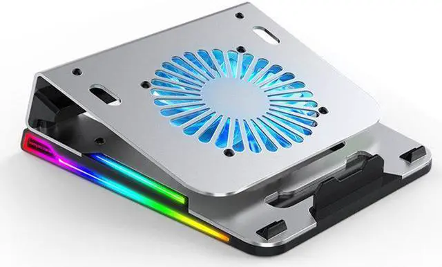 Alt view image 3 of 5 - COOREL Gaming Laptop Cooler RGB Cooling Pad Radiator Adjustable Laptop Stand with 4 USB Ports, Adjustable RGB Lights for Under 18" Laptop