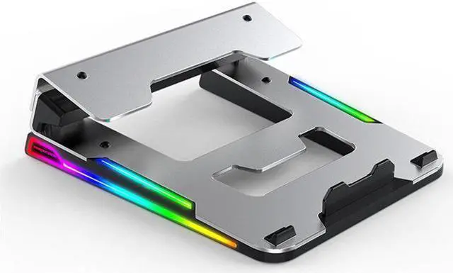 Alt view image 4 of 5 - COOREL Gaming Laptop Cooler RGB Cooling Pad Radiator Adjustable Laptop Stand with 4 USB Ports, Adjustable RGB Lights for Under 18" Laptop