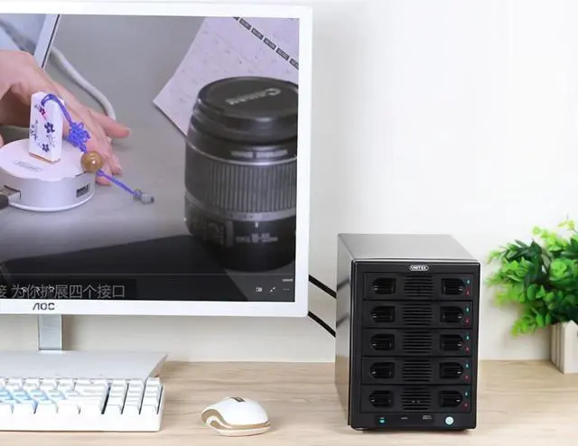 Alt view image 5 of 5 - Y-3359R USB 3.0 eSATA 5 Bay RAID Hard Drive Docking Station Galvanized 2.5" 3.5" SSD HDD Enclosure