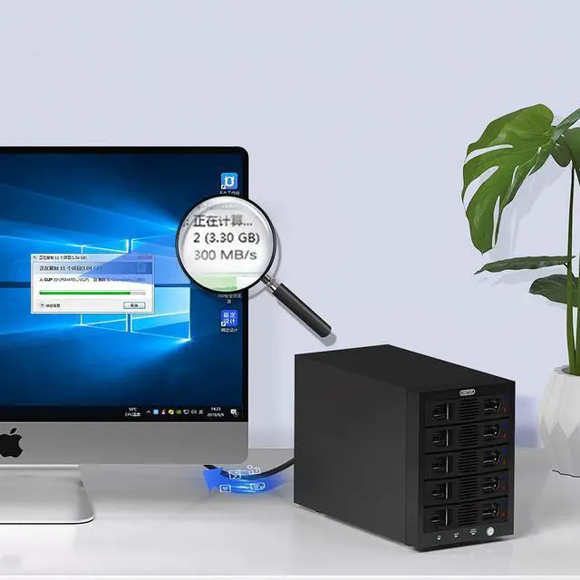 Alt view image 4 of 5 - Y-3359R USB 3.0 eSATA 5 Bay RAID Hard Drive Docking Station Galvanized 2.5" 3.5" SSD HDD Enclosure