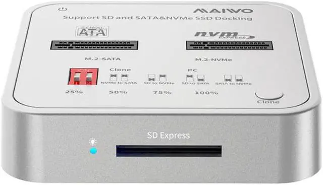 Alt view image 2 of 4 - K3016CL USB3.1 GEN2 Type-C to M.2 SSD Hard Drive Docking Station for M.2 SATA NVMe SSD SD Card Reader