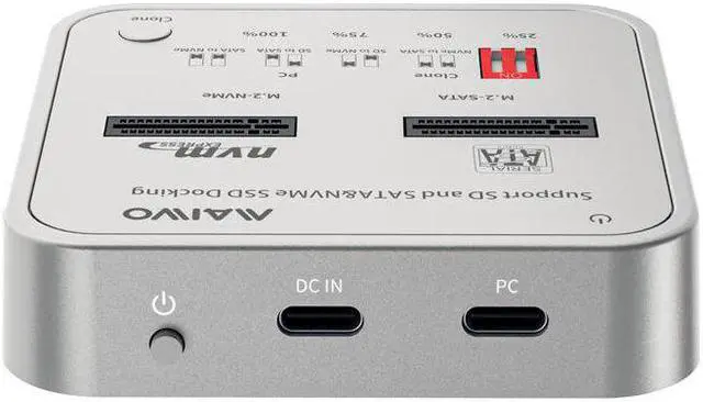 Alt view image 3 of 4 - K3016CL USB3.1 GEN2 Type-C to M.2 SSD Hard Drive Docking Station for M.2 SATA NVMe SSD SD Card Reader