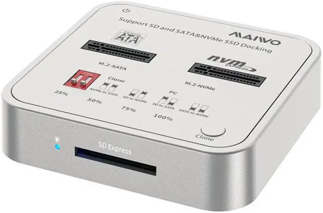 Alt view image 4 of 4 - K3016CL USB3.1 GEN2 Type-C to M.2 SSD Hard Drive Docking Station for M.2 SATA NVMe SSD SD Card Reader