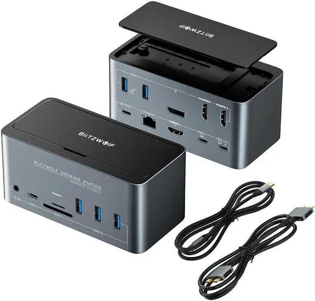 Main image of BW-TH13 18-in-1 USB C Docking Station with M.2 SSD Enclosure Quadruple Display SD/TF Card Slot RJ45 Ethernet Port 100W Power Delivery