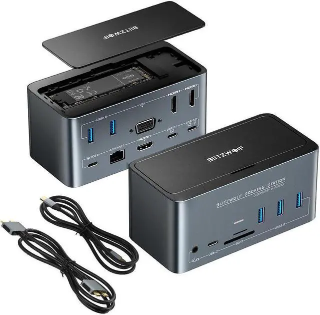 Alt view image 2 of 5 - BW-TH13 18-in-1 USB C Docking Station with M.2 SSD Enclosure Quadruple Display SD/TF Card Slot RJ45 Ethernet Port 100W Power Delivery