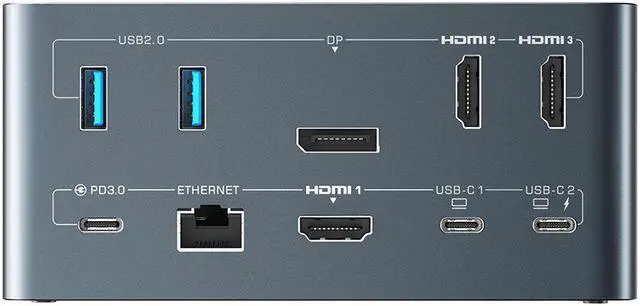 Alt view image 4 of 5 - BW-TH13 18-in-1 USB C Docking Station with M.2 SSD Enclosure Quadruple Display SD/TF Card Slot RJ45 Ethernet Port 100W Power Delivery