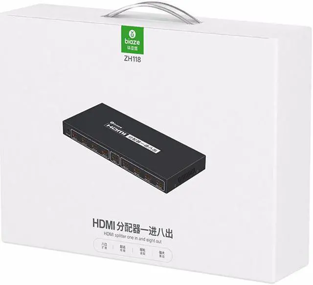 Alt view image 4 of 4 - ZH118 1 in 8 out -compatibility Splitter 4K/30Hz Resolution 5V Power Supply for Mac Windows PC Laptop