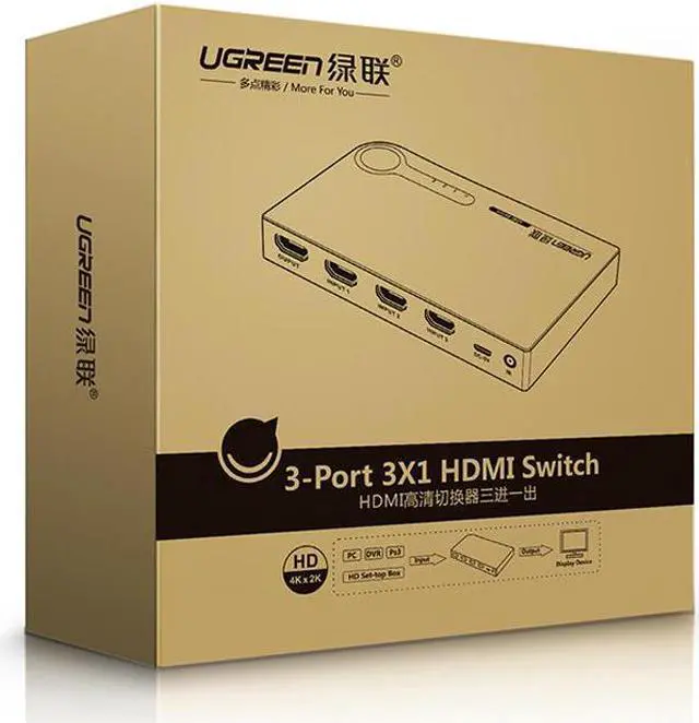 Alt view image 4 of 4 - 40234  Splitter 3 Input 1 Output 4K HD Switcher for PC Laptop XBOX 360 PS3 PS4 Nintendo Switch  Adapter