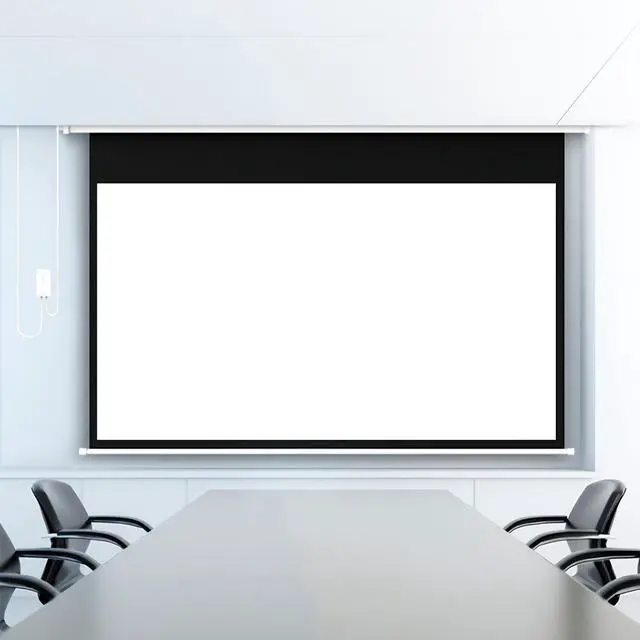 Alt view image 3 of 5 - Electric Motorized Projector Screen 100-Inch Coated White Plastic 16:9 4K Support 3D Projector With Remote Control Up Down for Home Theater Office Classroom From XM