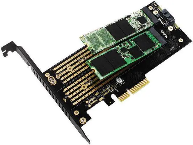 Alt view image 2 of 4 - SK7 M.2 NVMe SSD NGFF TO PCI-E Riser Card X4 Adapter M Key B KEY Dual Interface Card Support PCI Express3.0 Dual Voltage 12V+3.3V SATA3