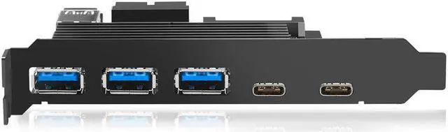 Alt view image 4 of 5 - HC425 5 Ports USB 3.0 Type c PCI-E Expansion Card External Controller Express 19 Pin Cable SATA Power Connector Cord for PC