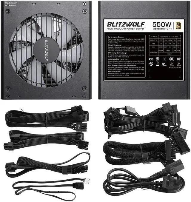 Alt view image 5 of 5 - BW-GP1 550/750W ATX Fully Modular Power Supply 80Plus Gold Certified With ARGB Fan 7 Prevention Technology Full Voltage Support Fan Auto ON/OFF
