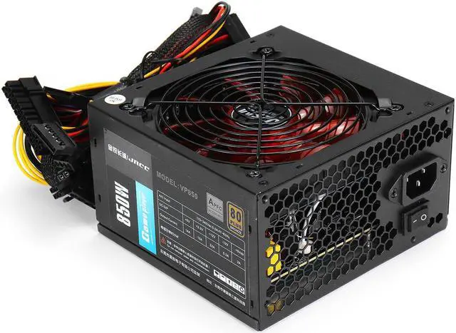Alt view image 3 of 5 - 850W PC Power Supply 12CM Silent Fan ATX Computer 220V SATA 8Pin+2x6Pin Black