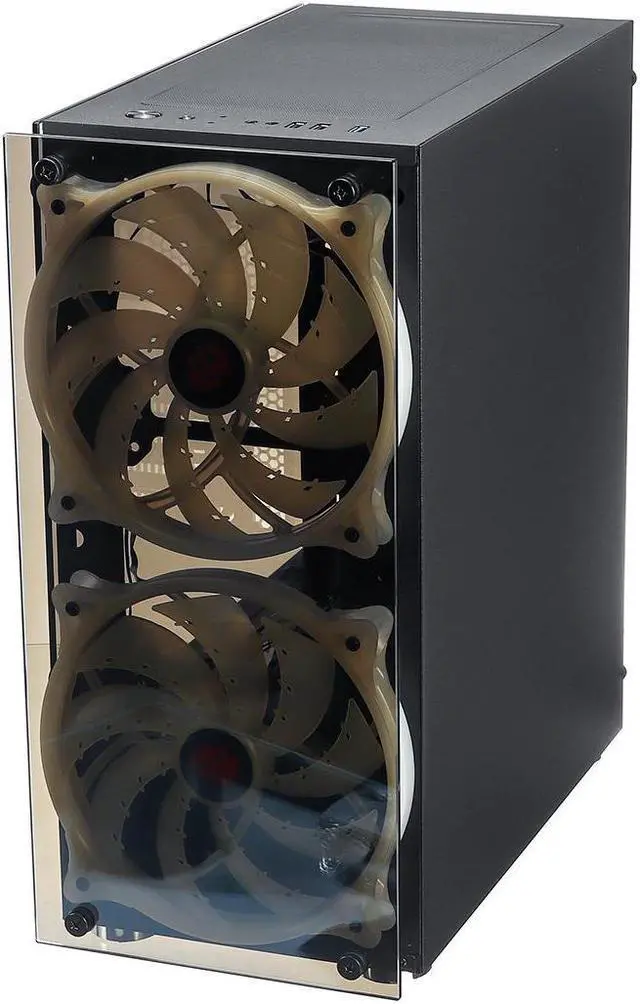 Alt view image 3 of 5 - RGB Computer Case Double Side Tempered Glass Panels ATX Gaming Cooling PC Case with Two 20cm fans Support 360mm Graphics Card