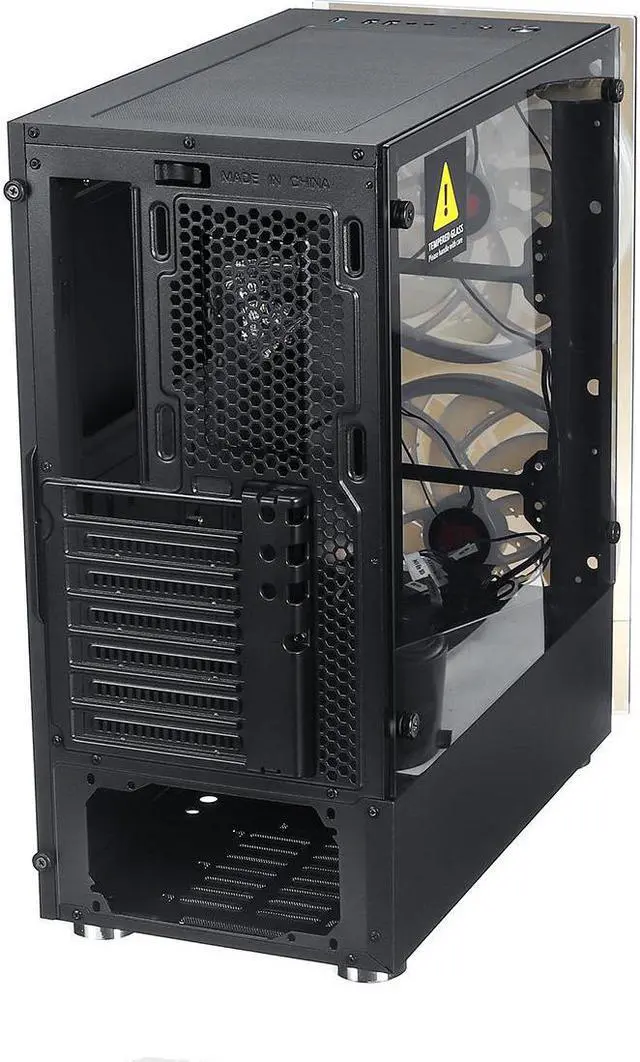 Alt view image 4 of 5 - RGB Computer Case Double Side Tempered Glass Panels ATX Gaming Cooling PC Case with Two 20cm fans Support 360mm Graphics Card