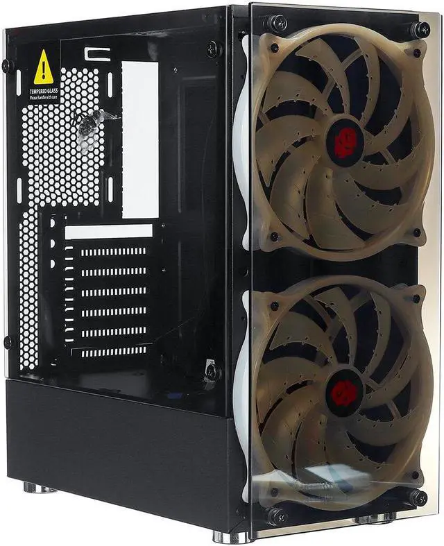 Alt view image 2 of 5 - RGB Computer Case Double Side Tempered Glass Panels ATX Gaming Cooling PC Case with Two 20cm fans Support 360mm Graphics Card