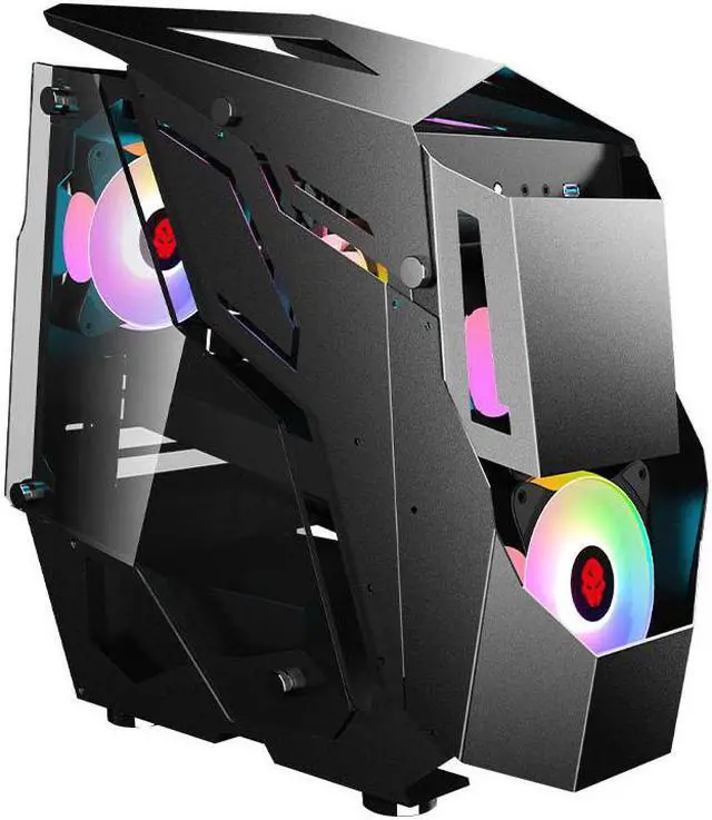 Alt view image 3 of 5 - ATX Gaming Computer Case Desktop Water Cooled Full Side Penetration With Tempered glass Special Case Support M-ATX/ ITX Motherboard for PC Gamer