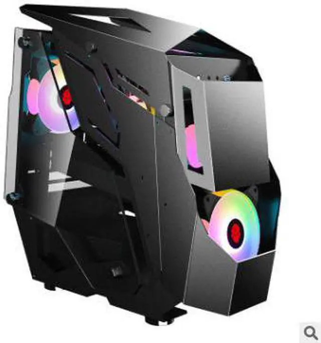 Alt view image 4 of 5 - ATX Gaming Computer Case Desktop Water Cooled Full Side Penetration With Tempered glass Special Case Support M-ATX/ ITX Motherboard for PC Gamer