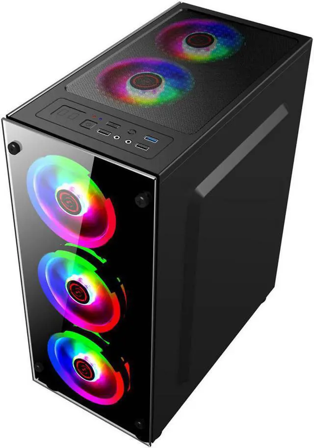 Alt view image 3 of 5 - Hyun Shadow Desktop Computer Case Double-sided Glass Transparent Side Panel ATX PC Computer Case for Home Office