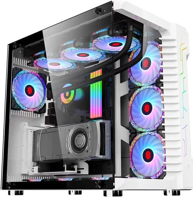 Alt view image 3 of 5 - ROBIN  Gaming Computer Case Mid-Tower Side Transparent Tempered Glass Panel MICRO-ATX/ATX RGB Computer PC Case USB 3.0/USB 1.0/HDD/SSD for Desktop PC Computer