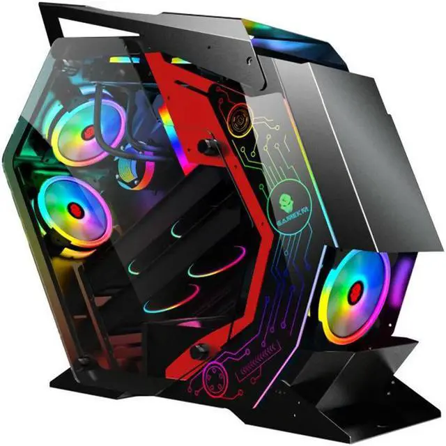 Alt view image 2 of 5 - Computer Gaming Case Special-Shaped Desktop Computer Mainframe Support M-ATX/ ITX Motherboard for PC Gamer Enclosure