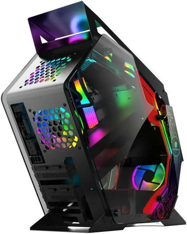 Alt view image 3 of 5 - Computer Gaming Case Special-Shaped Desktop Computer Mainframe Support M-ATX/ ITX Motherboard for PC Gamer Enclosure