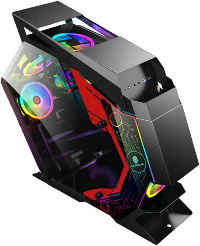 Alt view image 4 of 5 - Computer Gaming Case Special-Shaped Desktop Computer Mainframe Support M-ATX/ ITX Motherboard for PC Gamer Enclosure