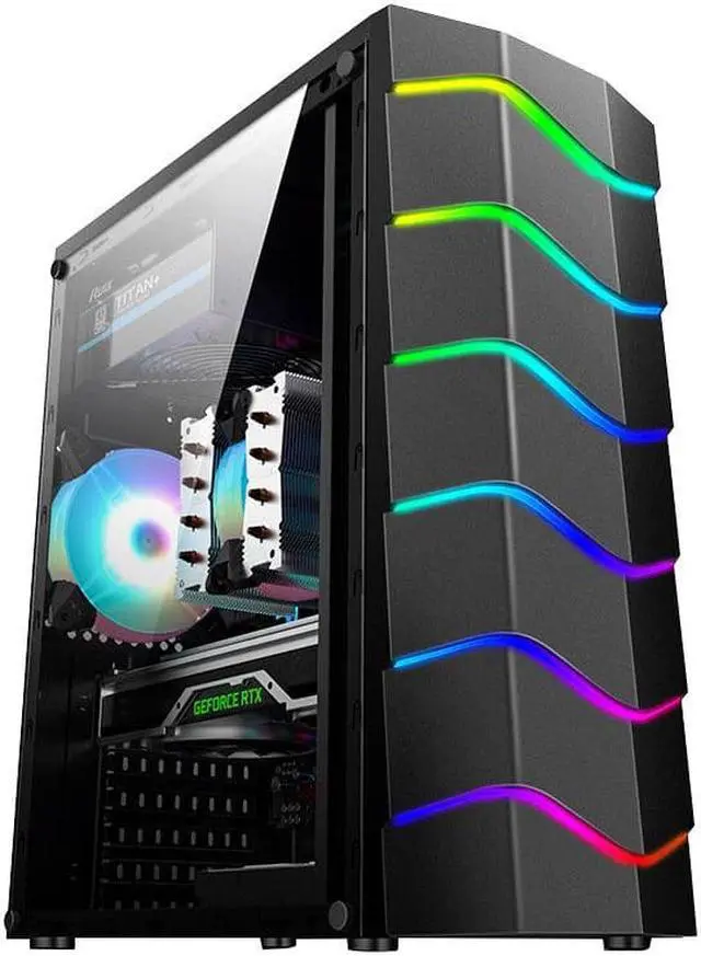 Alt view image 4 of 5 - Wave Computer PC Case Cooling Fan USB 2.0 Game RGB Light Effect Desktop Gaming Case Support ATX/M-ATX/MINI-ITX Motherboard Gamer Chassis