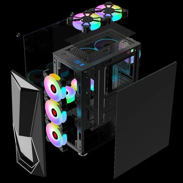 Alt view image 4 of 5 - ATX Tower Computer Gaming Case Wide Special-Shaped Water Cooling Desktop Support M-ATX/ ITX Motherboard for PC